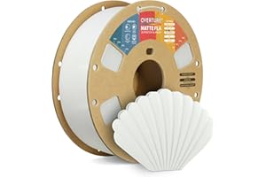OVERTURE Filamento Matte PLA 1.75mm, 1kg Bobina (2.2lbs) Opaco PLA Filamenti per Stampante 3D, Neatly Wound Filamento Precisione Dimensionale +/- 0.02 mm, Matte Bianco