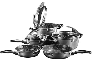 STONELINE Future Set di Pentole, Composto da Pentola per Brasato/Casseruola/Pentola con Manico/Padella per Cottura Lenta/Padella per Rosolare