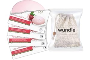 Wundle Bundle Soap Saver Pochette exfoliante avec 4 barres de savon rajeunissantes Dove (thé grenade et hibiscus)