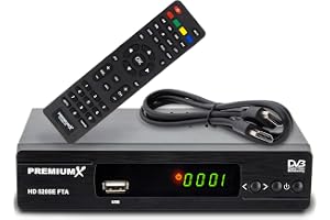 PremiumX satellitmottagare HD 520SE FTA digital SAT TV-mottagare DVB-S2 FullHD HDMI SCART 2X USB multimediaspelare, Astra Hotbird förprogrammerad