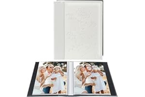 Miaikoe Mini Album Photo 10x15 Pack de 2, Chacun Contenant 50 Photos Verticales, Coulissant top Loading Albums de mariage de Famille 10x15cm (Blanc)