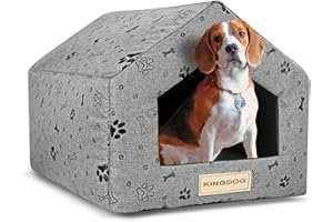 KING DOG Wasserdichtes Hundehaus 50x40x38cm mit Rutschfester Unterseite | Hundebett mit weichem Fleece-Kissen | Gemütliche Hundehöhle für kleine Hunde und Katzen | Robustes Haustierbett