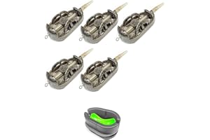 EULAPGOE 5 Piezas Juego de Herramientas de Pesca de Carpa, Alimentadores en Línea, Accesorios de Pesca Alimentador de Método de Pesca con Caja de Comida para Peces 20/30/40/50 /60g