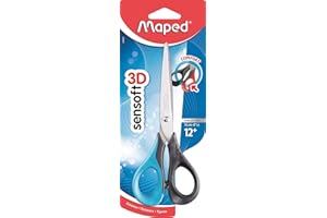 Maped - 1 Paire de Ciseaux Sensoft à Anneaux souples et ergonomiques 16cm pour Droitiers - Coloris Aléatoire Bleu, Rose ou Rouge - Vendu à l'unité
