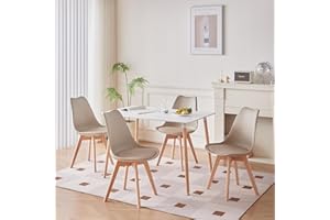 BenyLed Set da pranzo tavolo rettangolare con 4 sedie per casa, ufficio e caffè (marrone+ZDCZ)