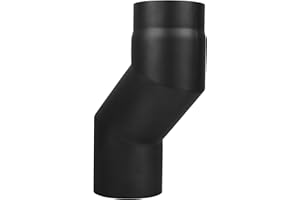 LANZZAS - Coude à décalage pour tuyau de poêle 100 mm, diamètre nominal 150 mm, couleur : noir métallisé.