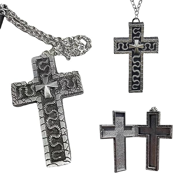 Exatta Kreuz Kette Mit Geheimfach - Gothic Halskette Mit Verstecktem Fach