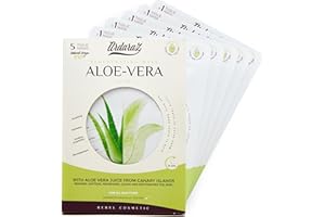 Ardaraz Mascarilla Facial Hidratante Calmante con Aloe Vera Canario. Mascarillas para la cara efecto Refrescante enriquecidas con Acido Hialurónico. Protegen de los daños de sol y frío. Pack de 5