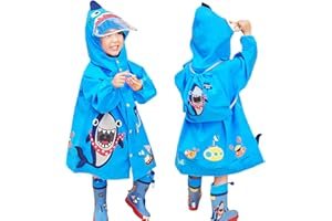 Fewlby Chubasqueros Impermeables Niños Niñas Poncho de Lluvia Ligero Chaqueta Impermeable Abrigos con Capucha Infantiles Reutilizable Traje de Lluvia