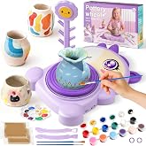 Luxfizz Pottery Lathe for Kids with Self-Sealing Clay 6-14 Years Old | Complete DIY Painting Kit 2 Packs Clay Educational Toy