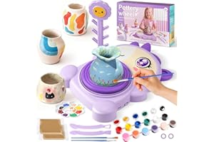 LUXFIZZ Töpferscheibe für Kinder-komplettes Töpfer-Malset,Kunst und Handwerk mit 2er-Pack lufttrockenem Ton,Malutensilien Spielzeug für Jungen Mädchen,Weihnachts geschenk für Kinder im Alter von 6-14 Jahren