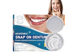 CHUNBIN 1 Pair False Teeth,Silicone Reline Denture Set,Clip in Veneers Teeth,Temporary Adjustable Fake Braces,Adjustable Snap-On Dentures,Clip on Veneers Top and Bottom,Sn/ap on Ven/eers Teeth,Portable