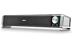 NGS SB500 - BT - Barra de Sonido Inalámbrica, Bluetooth 20W para PC, TV, Smartphone o Tablet, Estéreo, Alimentación USB, Jack 3.5 mm, Entrada Micrófono, Salida Auriculares, Plug & Play, Compacto