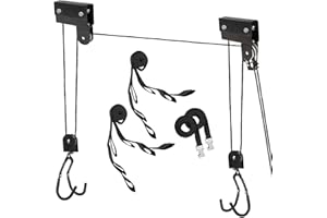 P4B | Support vélo Plafond | Robuste Range vélo à poulies | Suspension de vélo au Plafond (Noir - Premium jusqu'à 57 kg)