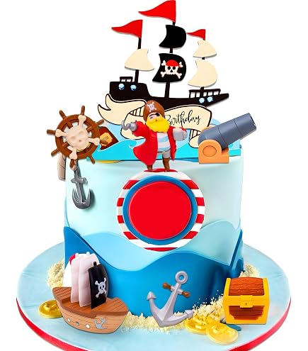 Topper In Ostia Per Torte A Tema Pirati - Foglio Commestibile 20x30cm Senza Glutine - Cake Design Per Compleanni - 5
