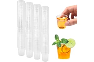 Cisolen 300 Pcs Vasos de Chupito de Plástico 20ml/2cl Vasos Chupitos Reutilizables Vaso de Vino Transparentes Vasitos Aperitivos Plastico Duro para Picnic Bares Fiestas Bodas Cumpleaños y Navidad
