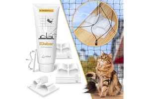 KORERPALL Crochet Fixation Filet Chat Balcon sans percer, 50 Crochets + Colle, Crochet Fixation Filet Chat, Protection fenetre sans percer, percage Filet Balcon