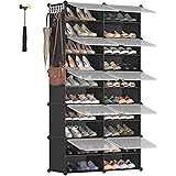 SONGMICS Scarpiera a 10 Scomparti, Scaffale Portaoggetti Modulare, Scomparto di 30 x 40 x 30 cm, con Sportello, Telaio in Acc