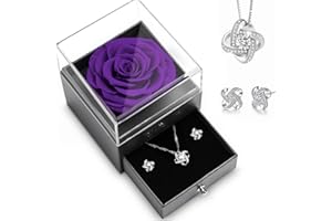 Elekin Wieczna róża z łańcuszkiem i kolczykami, prezent dla kobiet