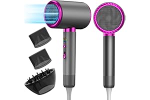 AIUNAOM Sèche Cheveux 2400W Seche Cheveux Professionnel Ionique Hair Dryer 3 Modes Réglables 2 Températures 2 Concentrateur Thermo Protect 1 Diffuseur pour Coiffage en Salon Flintronic Famille Voyages