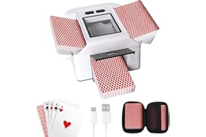 LPQKCcY Automatic Card Shuffler Machine for 1-2 Deck, 2000mAh Rechargeable Built-in Battery with AUTO & Manual Mode, Poker Case, Low-Noise foldable Electric Card Shufflers for UNO, Bridge, Game Night