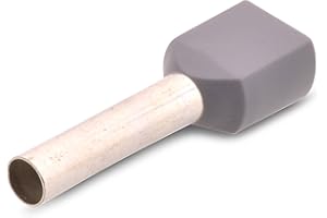 SPITZENSPANNUNG ELEKTROTECHNIK Lot de 100 embouts de câble double double action isolés - 2 x 0,75 mm² - Longueur : 12 mm - Gris - Galvanisé - Pour une connexion sûre de 2 conducteurs