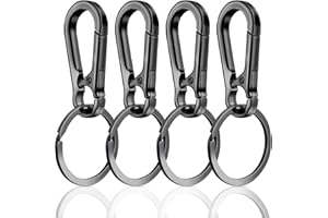 Mabor 4 sztuki kółek do kluczy z karabińczykami, kółka z szybkozapinaczem, mocne metalowe breloczki z mosiądzu, organizer z haczykiem do zawieszania w plecaku, klucze do samochodu