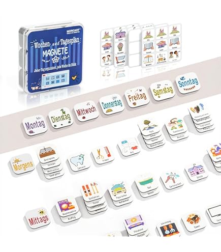 Wochenplaner Kinder - Montessori Magnettafel Inkl. 200 Magnete