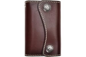 ZLYC New Genuine Leather Two Buttons Key Wallet Card Holder Key Case Keychain