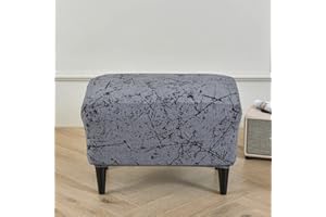 Highdi Ottoman Cover Rectangle Polyester Spandex, Stretch Footstool Slipcover,Stool Protector Cover with Elastic Bottom,Removable Washable Dustproof Footrest Pouffe Covers (anthracite,2pcs)