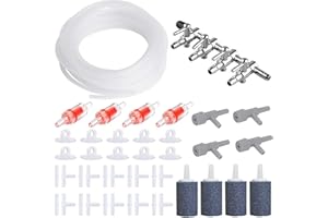 ANYUAN BOY Aquarium Air Flow Contro with Air Stones,8m Airline Tubing Check Valves,Suction Cups and Connectors,4-Way Air Valve Distributors,Switch Pump Valve Regulator,Fish TankStandard Accessories