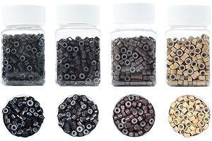 Yamel Micro Links Bead Hair Extensions Rings Natural Darker Brown 500 Pieces 5mm Silicone Lined Beads for Human Hair Extensions