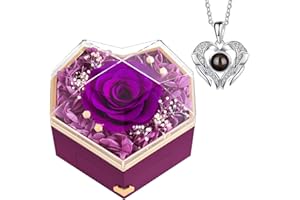 GOICC Wieczny Różowy Naszyjnik Prezenty dla Kobiet Prezent Urodziny Kobieta, Mama, Żona, Dziewczyna, Wieczna Róża Z Naszyjnik Kocham Cię, Oryginalne Prezenty na Walentynki, Dzień Matki, Boże