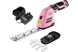 WORKPRO 2-in-1 Cordless Hedge Trimmer and Grass Shear, 12V Electric Hedge Trimmer with 2000mAh Battery, Handheld Garden Trimmer with 2 Interchangeable Blades for Gardening