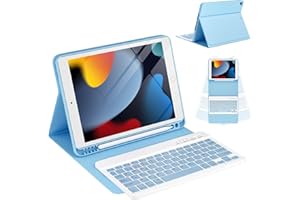 CC STORE Teclado Español Ñ para iPad 10.2 9th 2021/8th 2020/7th 2019, Funda Teclado para iPad 9/8/7Gen y Air 3 Teclado Inalámbrico para iPad Pro10.5" con Bluetooth Teclado Desmontable,Fundas para iPad 8 Gen