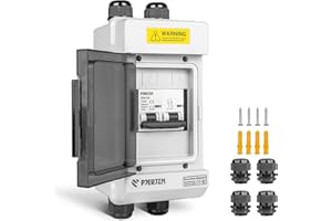 PJERJZN 125A 1000V DC Solar Disconnect Switch, 2 Pole Outdoor Circuit Breaker Box, IP65 Waterproof and UV Resistant, Mini DC Isolator for Solar Panel PV System, Home and Off-Grid Applications