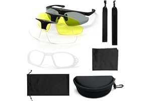 Yzpacc Schießbrille Schutzbrille Airsoft Goggle mit 3 austauschbaren Anti-Fog-Gläsern für Männer Frauen Augenschutz für Schießstand Jagd Sicherheit Unisex mit Myopie Brillenhalter