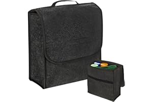 GOEDCH Organizador de fieltro para maletero de coche, 30 x 17 x 29 cm, organizador para maletero de coche, tela no tejida, bolsa de herramientas, bolsa de almacenamiento con cierre de velcro, color