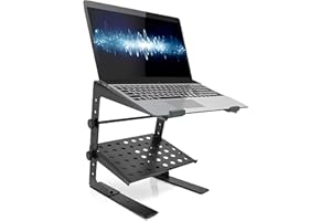 Pyle Supporto Laptop Regolabile Portatile 16-27 cm, Supporto Notebook e Supporto Laptop Scrivania per DJ, Gaming, Casa o Ufficio con Ripiano