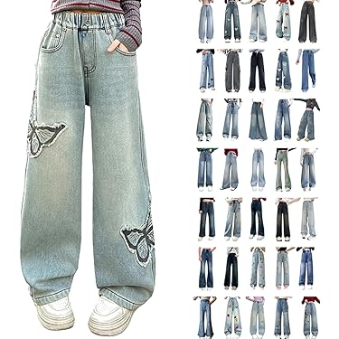 Mädchen Jeans Mit Schlagbund - Elastische Baumwollhose Für Mädchen 5-14 Jahre