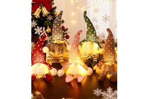 NEFLSI 5 sztuk dekoracji bożonarodzeniowych, skrzat, akcesoria 37 cm, skrzat bożonarodzeniowy podświetlany diodami LED, dekoracja bożonarodzeniowa, pluszowe lalki, na imprezę, dekoracja bożonarodzeniowa