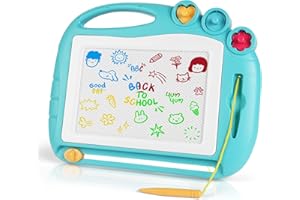 OFFCUP Pizarra Magnética Infantil, Almohadilla Borrable de Escritura Dibujo con 3 Sellos Mágicas y 1 Bolígrafo, Juguetes Educativos para Niños y Niñas 1 2 3 Regalos de Cumpleaños (Verde)