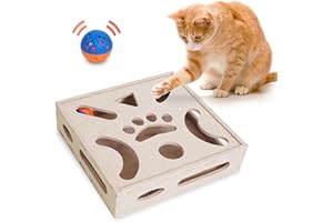 PETKARAY Juguete de rompecabezas para gatos, juguetes interactivos para gatos de interior, juguete de bola Kittern con caja de rompecabezas de fieltro suave