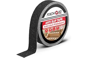 FIXCHORD Anti Slip Tape for Steps, 5m*25mm Heavy Duty Grip Tape for indoor & outdoor, Non Skid Tape for Stair Treads, Non Slip Strips for Steps Ramp, Waterproof High Traction, 80 Grit, Black