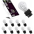 LIGHTWORLD24 Pack of 10 W2.5x16q P27/7W Bulbs Car Lamp Stop Light US Type 3157 27/7W White 12V Bulb