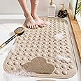 Ylevol Bath Mat - Khaki Non Slip Bath Mat Shower Mats with Feet Massage, Eco-Friendly TPE, Anti Mould, Rapid Drainage, Anti-Fatigue, Anti-Bacterial, 16' x 28'/40 x 70cm