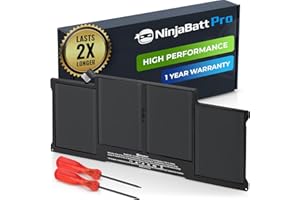 NinjaBatt batteria A1466 A1496 per MacBook Air 13 Inch [2010 2011 2012 2013 2014 2015 2016 2017 Years] A1369 A1405 A1377 - High Performance [7200mAh/55Wh/7.6V]