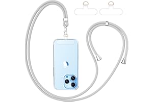 caslord Handyband Universal, Handy Lanyard mit 2 Stück Universelles Patch, Handyband mit Hülle kombinierbar, Einstellbar und Abnehmbar - Hellgrau+Transparent