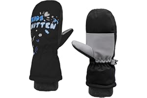 JASUEN Skihandschuhe Kinder- Wasserdicht Handschuhe Thermo Atmungsaktiv Fäustlinge Mit Gummiband für Jungen/Mädchen, Winterhandschuhe für Snowboard Skifahren