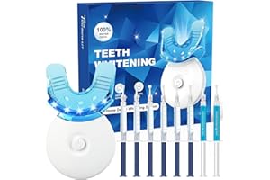 CELAKEETY Teeth Whitening Kit for Sensitive Teeth-Premium 6 Teeth Whitening Gels, 2 Desensitizing Gels and LED Accelerator Light